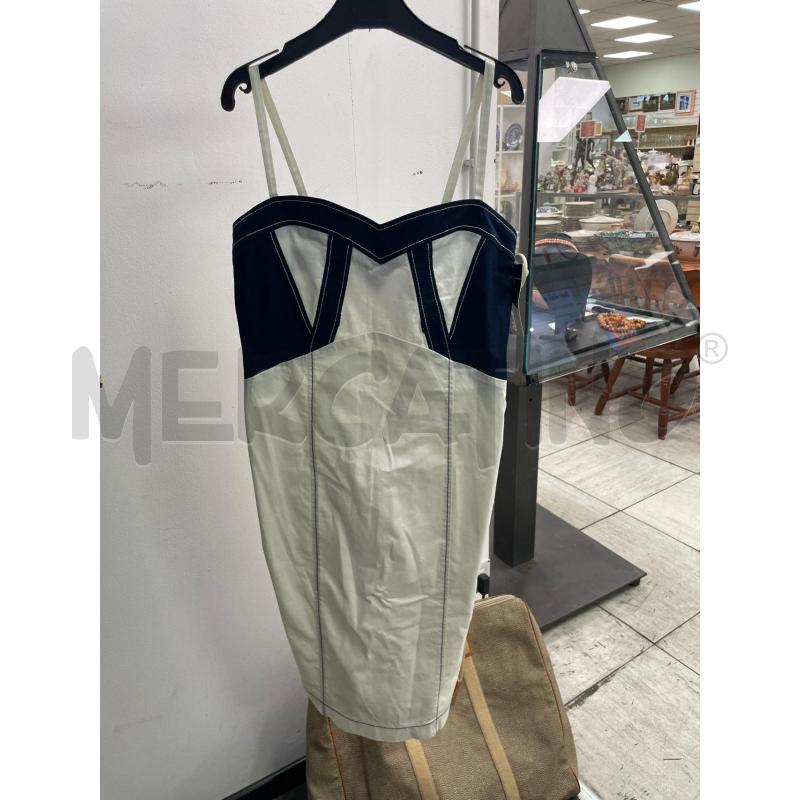 VESTITO DONNA ROCCO BAROCCO BIANCO SCOLLO CUORE DETT BLU | Mercatino dell'Usato Montesilvano 1