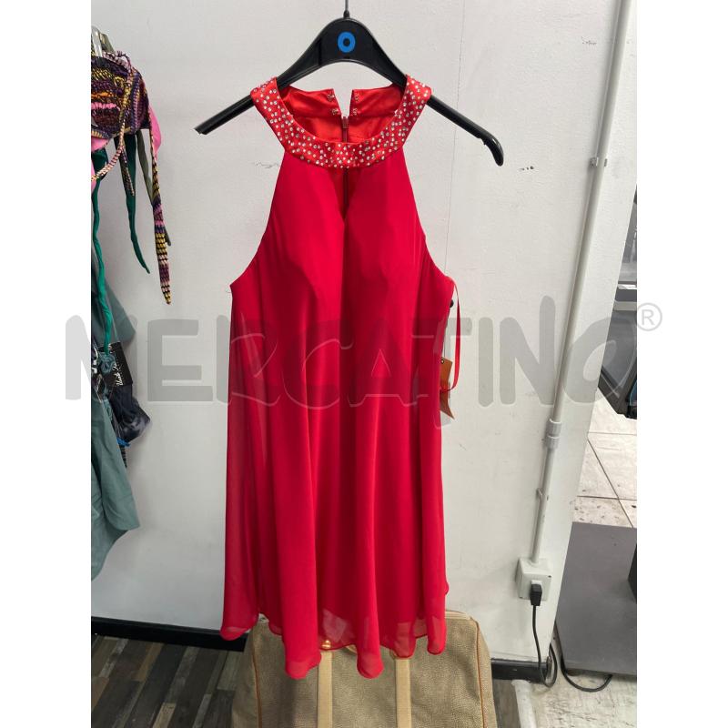 VESTITO DONNA ROSSO COLLETTO STRASS MAIDOMA | Mercatino dell'Usato Montesilvano 1