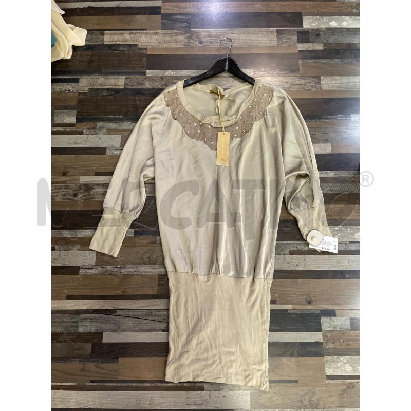 VESTITO DONNA SATINATO BEIGE SILVIAN HEACH | Mercatino dell'Usato Montesilvano 1