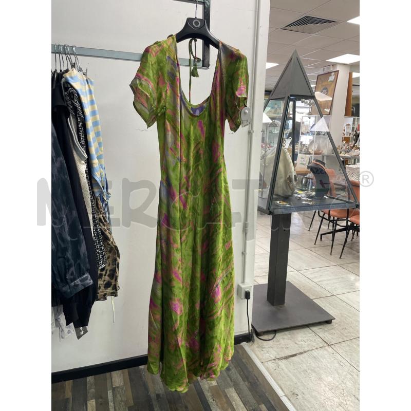 VESTITO DONNA SETA VERDE FANTASIA | Mercatino dell'Usato Montesilvano 1