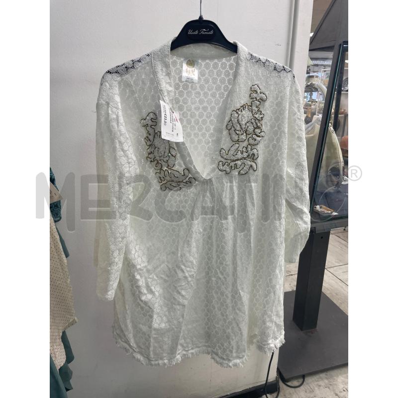 VESTITO DONNA SMARCHIATO ARTIGIANALE BIANCO TRAFORATO BLU | Mercatino dell'Usato Montesilvano 1