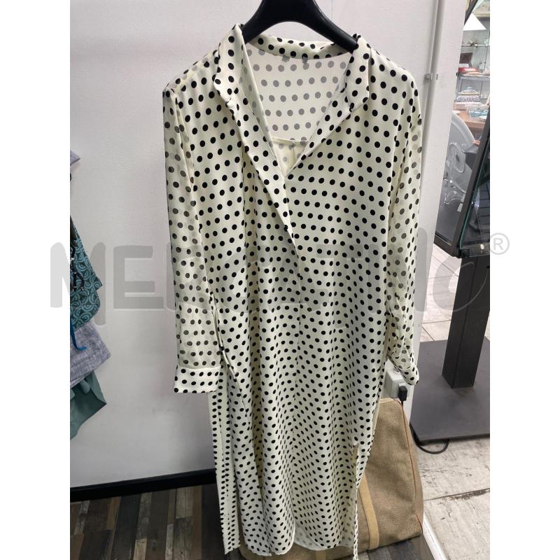 VESTITO DONNA SMARCHIATO BIANCO POIS NERI MANICA VELATA | Mercatino dell'Usato Montesilvano 1