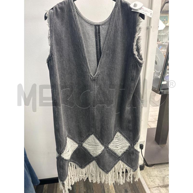 VESTITO DONNA SMARCHIATO JEANS STRAPPATO GRIGIO | Mercatino dell'Usato Montesilvano 1