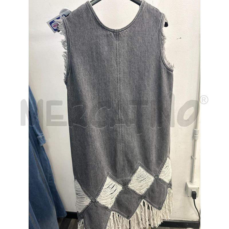 VESTITO DONNA SMARCHIATO JEANS STRAPPATO GRIGIO | Mercatino dell'Usato Montesilvano 3