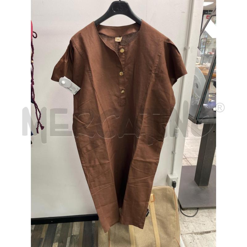 VESTITO DONNA SMARCHIATO MARRO BOTTONI DORATI MISTO LINO | Mercatino dell'Usato Montesilvano 1