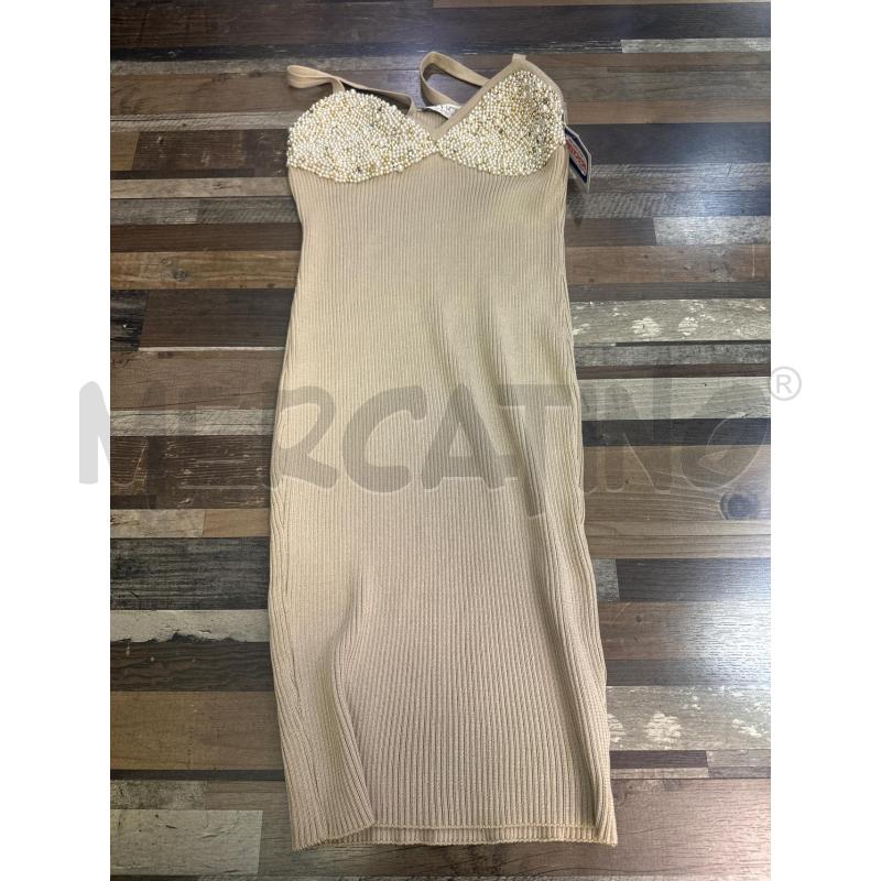 VESTITO DONNA SOFFICE BEIGE PERLINE MADE IN ITALY  | Mercatino dell'Usato Montesilvano 1