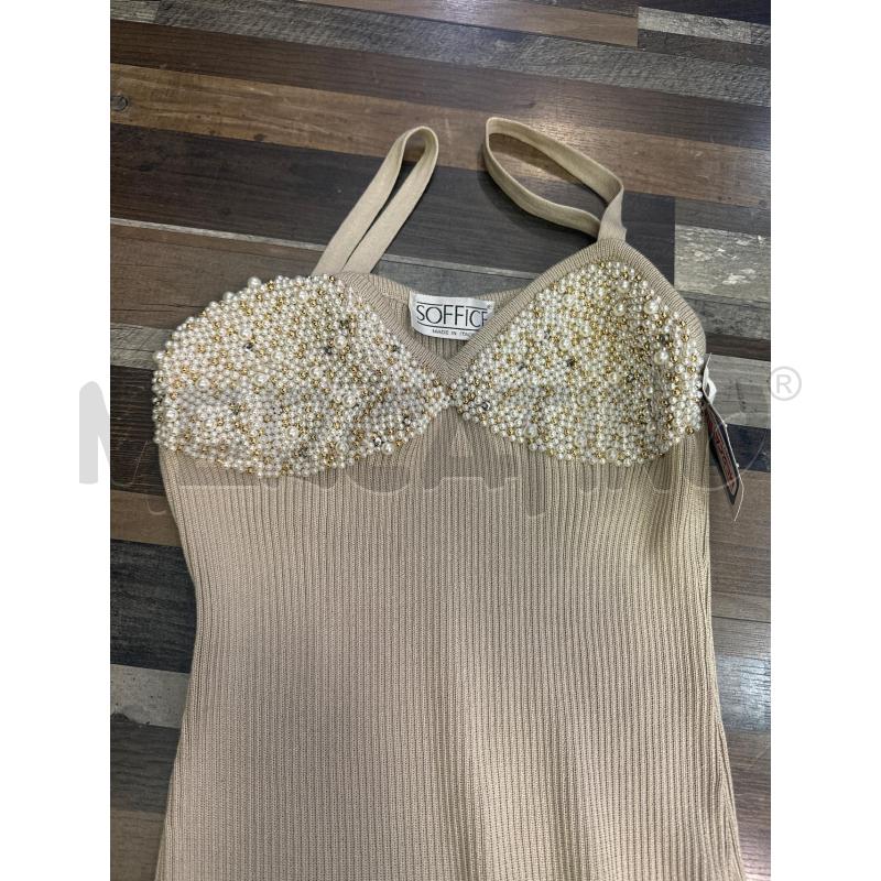 VESTITO DONNA SOFFICE BEIGE PERLINE MADE IN ITALY  | Mercatino dell'Usato Montesilvano 2