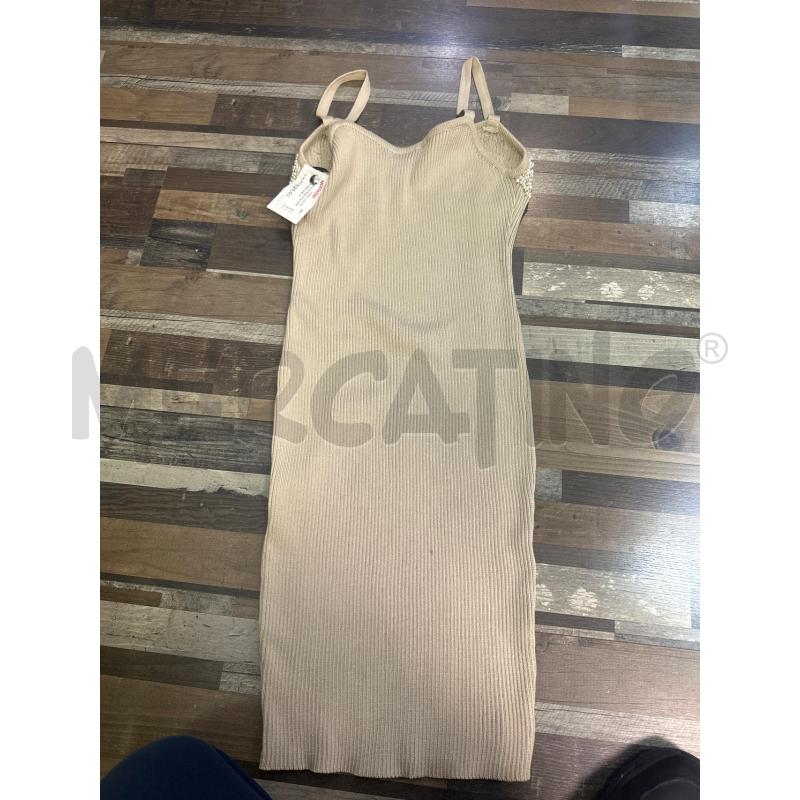 VESTITO DONNA SOFFICE BEIGE PERLINE MADE IN ITALY  | Mercatino dell'Usato Montesilvano 3