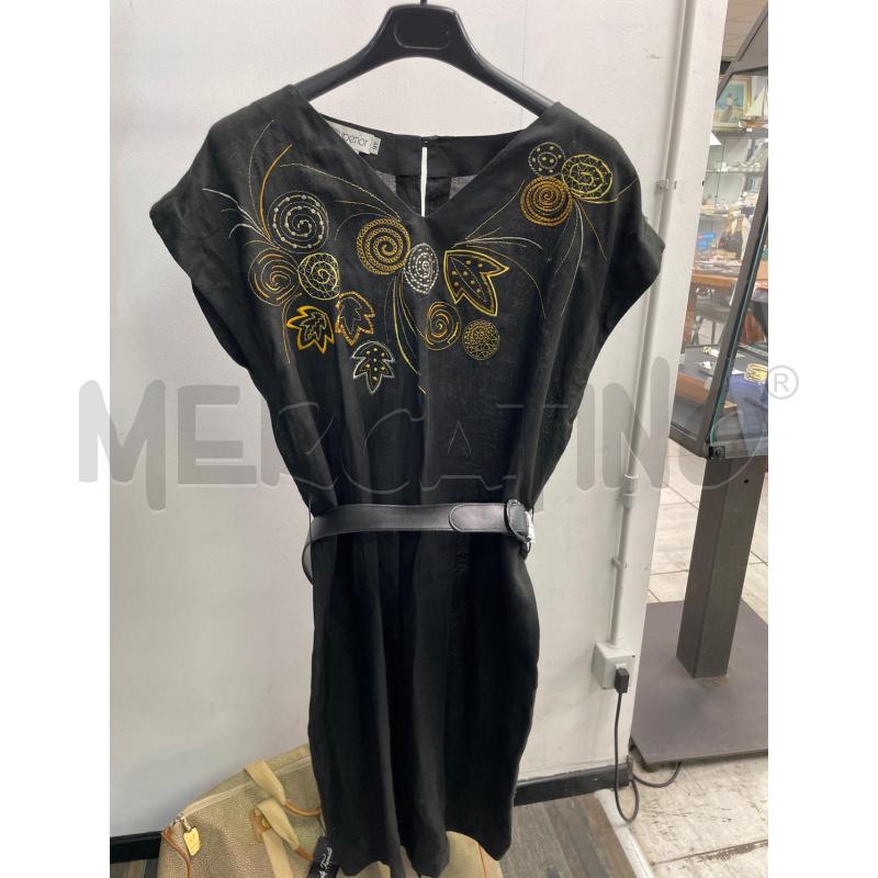 VESTITO DONNA SUPERIOR LINO RICAMI GIALLI NERO | Mercatino dell'Usato Montesilvano 1