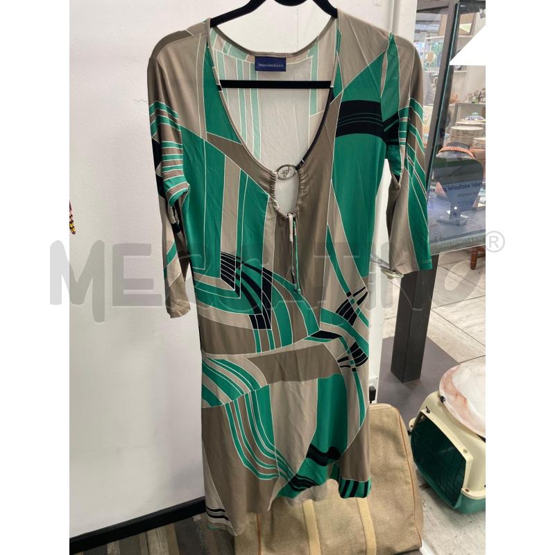 VESTITO DONNA TRUSSARDI JEANS VERDE GRIGIO MARRO FANTASIA | Mercatino dell'Usato Montesilvano 1