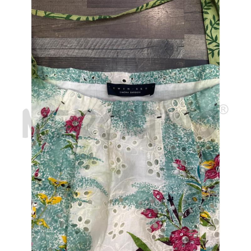 VESTITO DONNA TWINSET BIANCO FIORI ROSA GIALLI BRETELLE VERDI | Mercatino dell'Usato Montesilvano 2