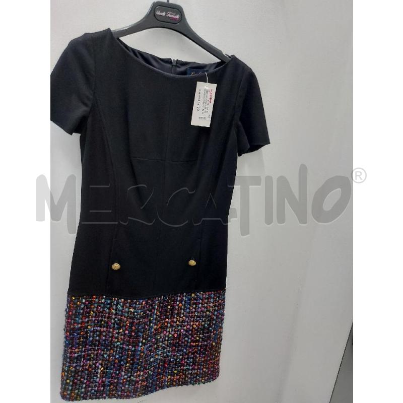 ABITO DONNA LUISA SPAGNOLI NERO FASCIA ORLO QUADRETTATO COLORATO | Mercatino dell'Usato Perugia 1
