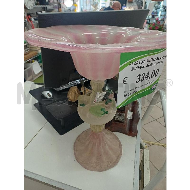 ALZATINA VETRO SCAVO DI MURANO ROSA ANNI 90 | Mercatino dell'Usato Perugia 1