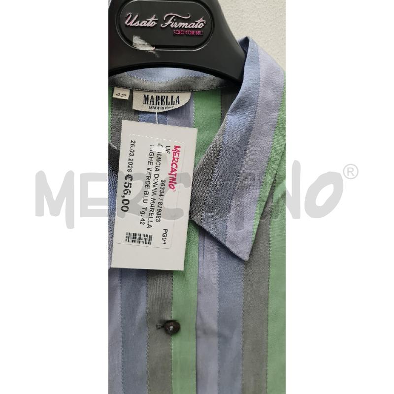 CAMICIA DONNA MARELLA RIGHE VERDE BLU | Mercatino dell'Usato Perugia 2
