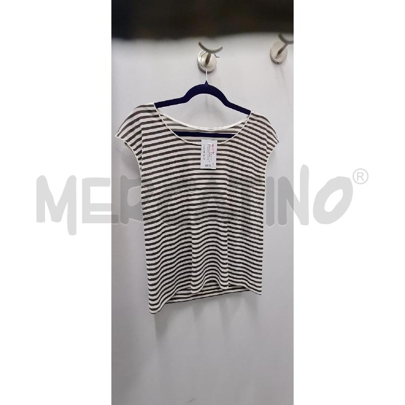 CANOTTA DONNA LE TRICOT RIGHE BEIGE BIANCHE  | Mercatino dell'Usato Perugia 1
