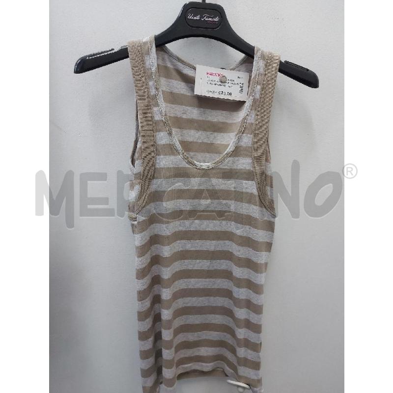 CANOTTA DONNA RIVAMONTI RIGHE GRIGIE BEIGE | Mercatino dell'Usato Perugia 1