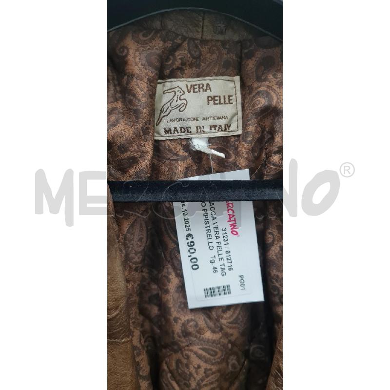 GIACCA VERA PELLE TAGLIO PIPISTRELLO MARRONE BEIGE | Mercatino dell'Usato Perugia 2