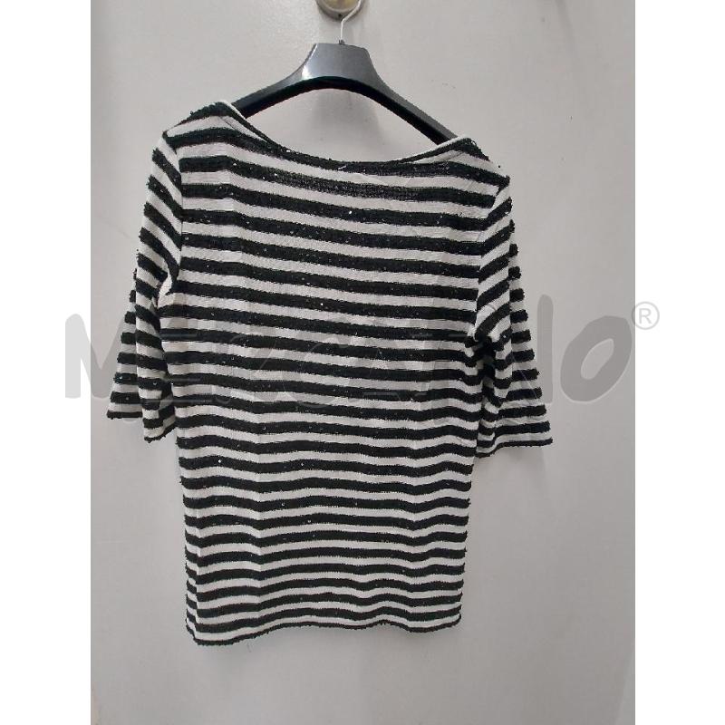 MAGLIA DONNA MARELLA RIGHE BIANCHE NERE PALLETTS | Mercatino dell'Usato Perugia 3