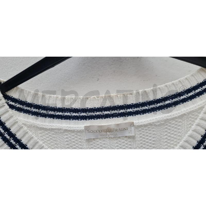 MAGLIA DONNA ROCCO RAGNI BIANCO BORDO BLU | Mercatino dell'Usato Perugia 2