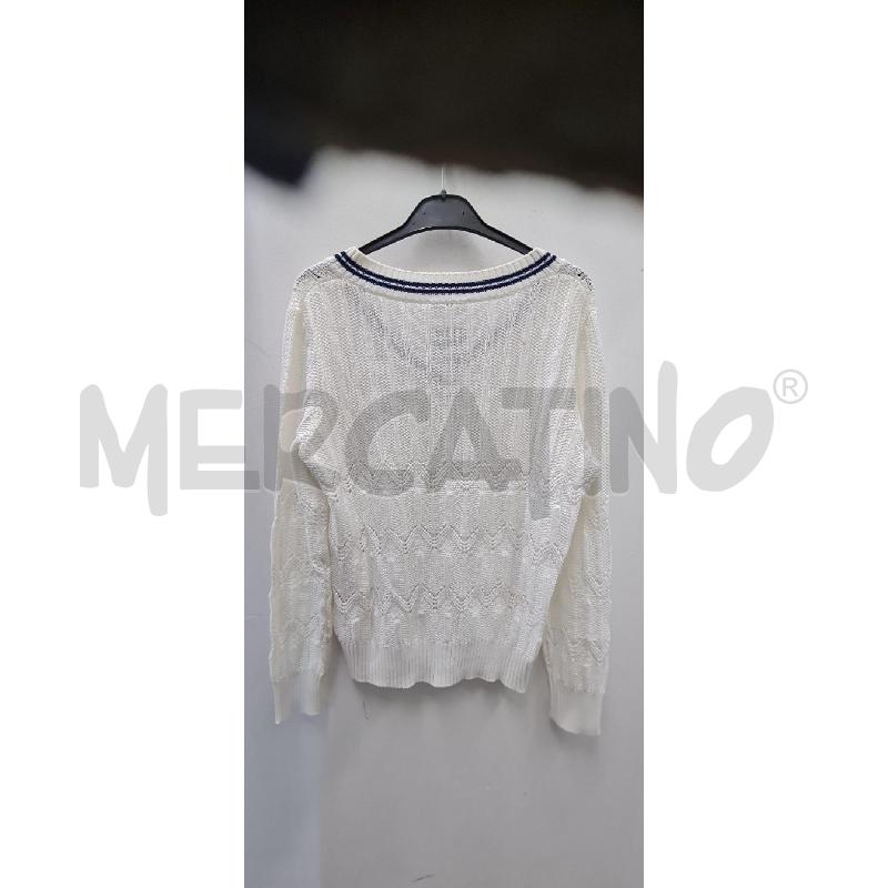 MAGLIA DONNA ROCCO RAGNI BIANCO BORDO BLU | Mercatino dell'Usato Perugia 3