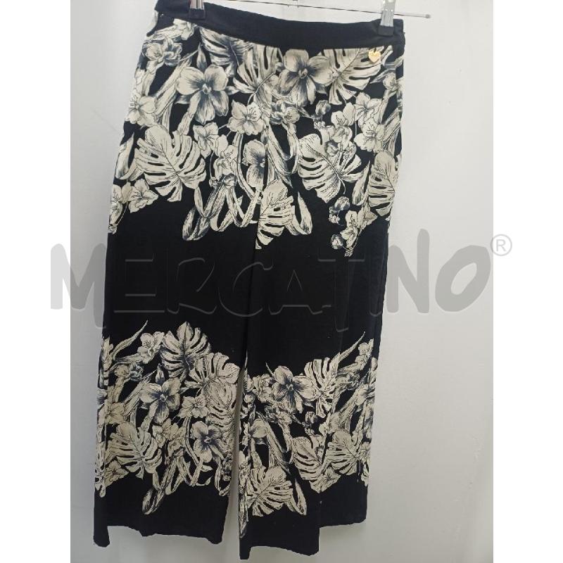 PANTALONE DONNA TWIN SET NERO FOGLIE BEIGE | Mercatino dell'Usato Perugia 1
