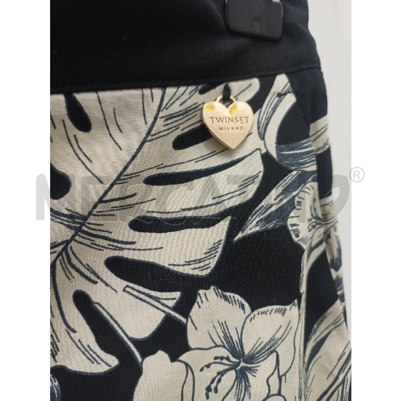 PANTALONE DONNA TWIN SET NERO FOGLIE BEIGE | Mercatino dell'Usato Perugia 2