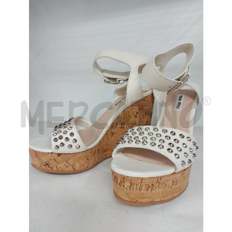 SANDALI DONNA MIU MIU BIANCHI BORCHIE | Mercatino dell'Usato Perugia 1
