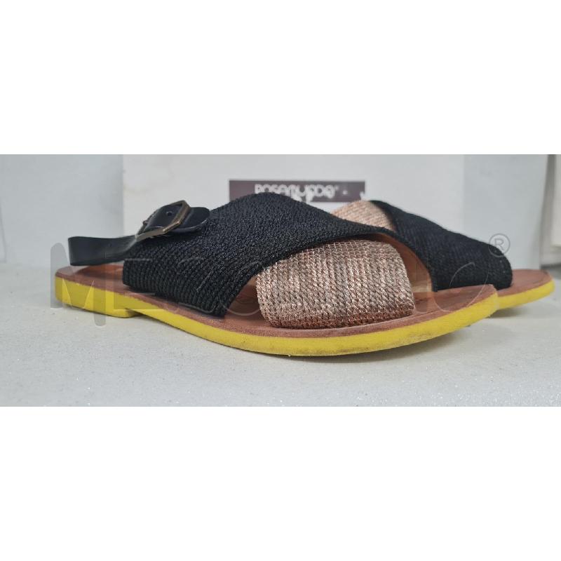 SANDALI DONNA ROSAMUNDA NERE BEIGE SC. | Mercatino dell'Usato Perugia 2