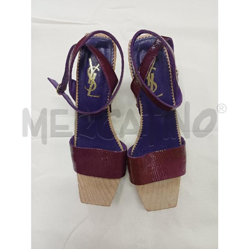 SANDALI DONNA YSL VIOLA SUOLA IN LEGNO | Mercatino dell'Usato Perugia 1