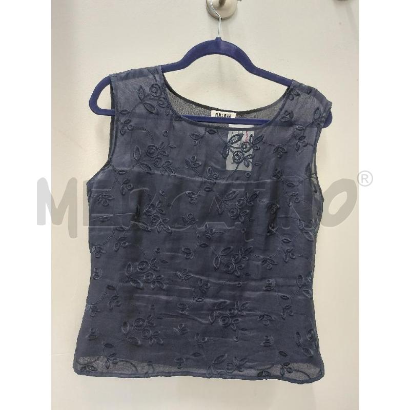 TOP DREAM BLU FIORI RICAMATI SETA | Mercatino dell'Usato Perugia 1
