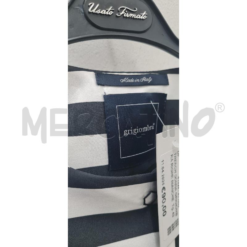 TRENCH DONNA GRIGIOMBRA RIGHE BIANCHE NERE | Mercatino dell'Usato Perugia 2