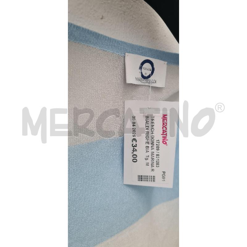 TRENCH DONNA MARINA RINALDI RIGHE BIANCHE CELESTI | Mercatino dell'Usato Perugia 2