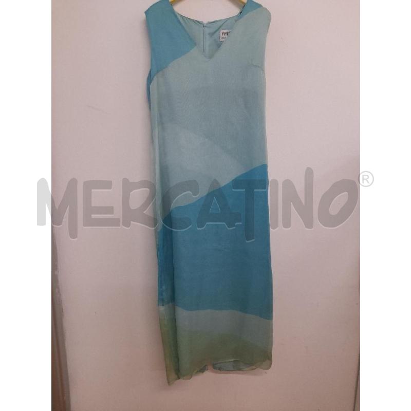 ABITO DONNA FERRE STUDIO PURA SETA STAMPA AZZURRA | Mercatino dell'Usato Bastia umbra 1