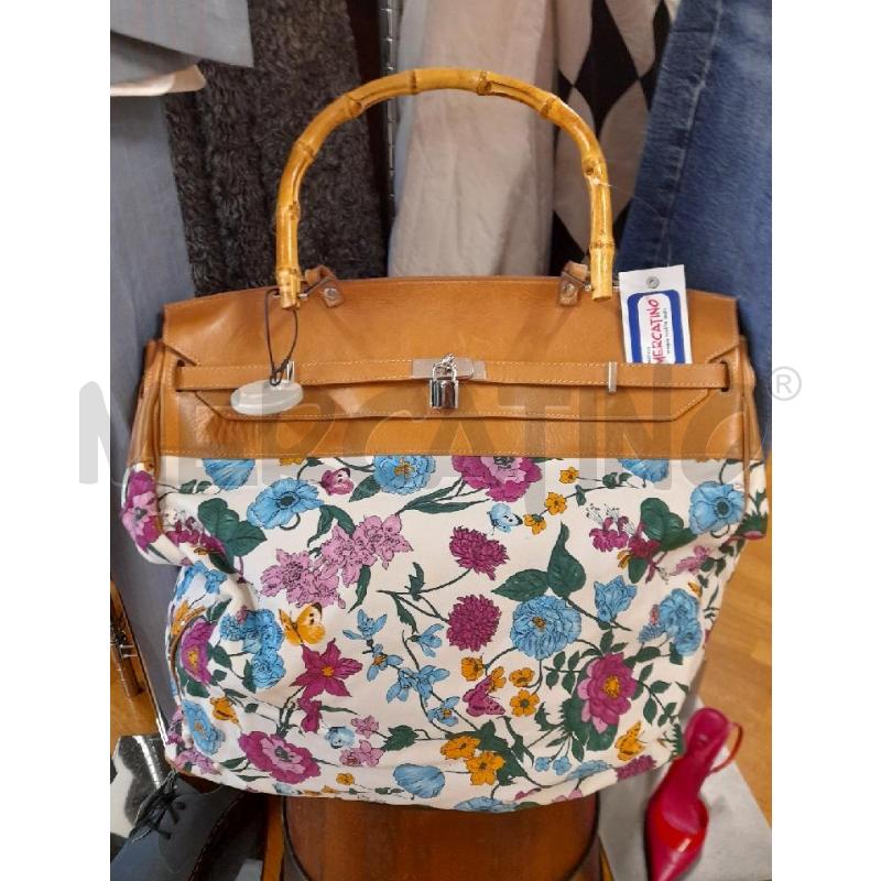 BORSA DONNA APRILE APRILE FIORI TELA E PELLE  | Mercatino dell'Usato Bastia umbra 1