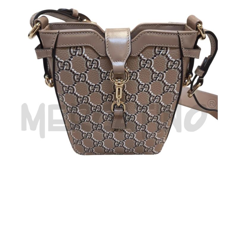 BORSA DONNA GUCCI GG SHADOW MINI BUCKET MARRONE BEIGE  | Mercatino dell'Usato Bastia umbra 3