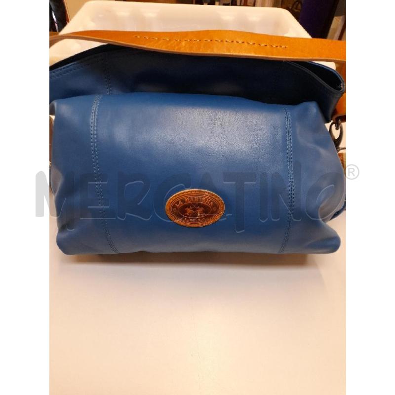 BORSA DONNA LA MARTINA BLUETTE E MARRONE  | Mercatino dell'Usato Bastia umbra 1