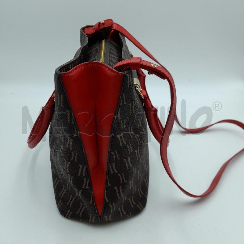 BORSA DONNA PRIMA CLASSE MARRONE MANICI E DET ROSSO  | Mercatino dell'Usato Bastia umbra 2