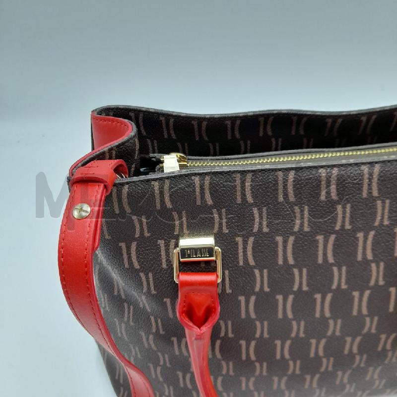 BORSA DONNA PRIMA CLASSE MARRONE MANICI E DET ROSSO  | Mercatino dell'Usato Bastia umbra 3