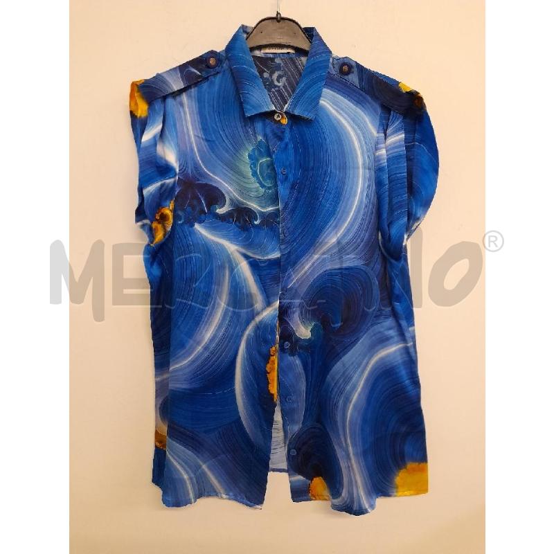 CAMICIA DONNA GIANNI VERSACE STAMPA BLU PURA SETA  | Mercatino dell'Usato Bastia umbra 1