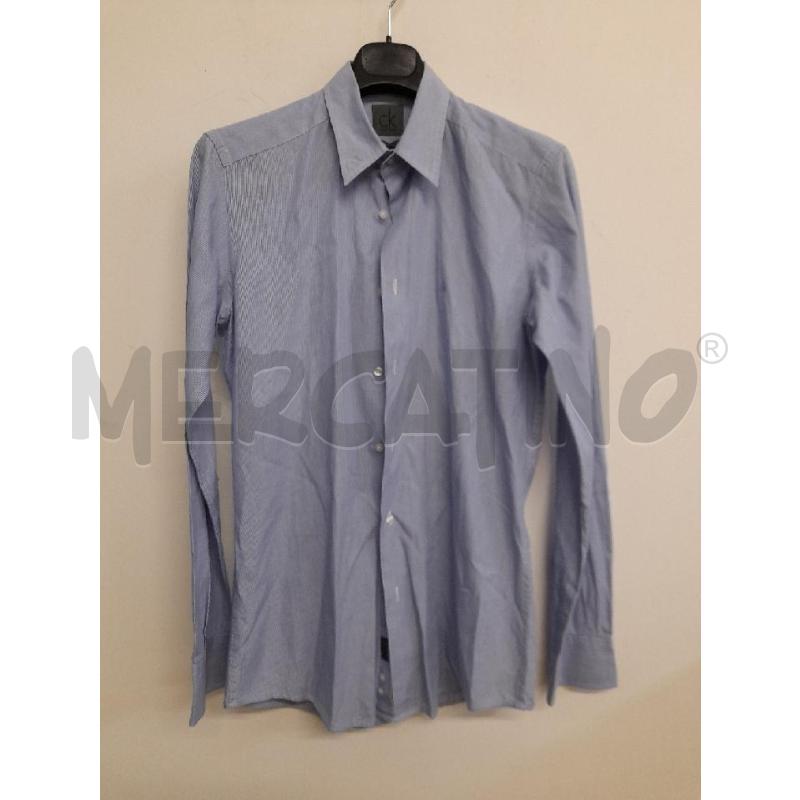 CAMICIA UOMO CALVIN KLEIN RIGHINE AZZURRE | Mercatino dell'Usato Bastia umbra 1