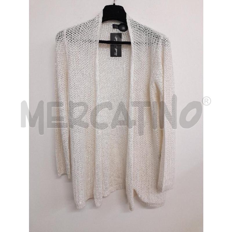 CARDIGAN DONNA LUISA SPAGNOLI BIANCA TRAFORATA CON PAILLETTES  | Mercatino dell'Usato Bastia umbra 1