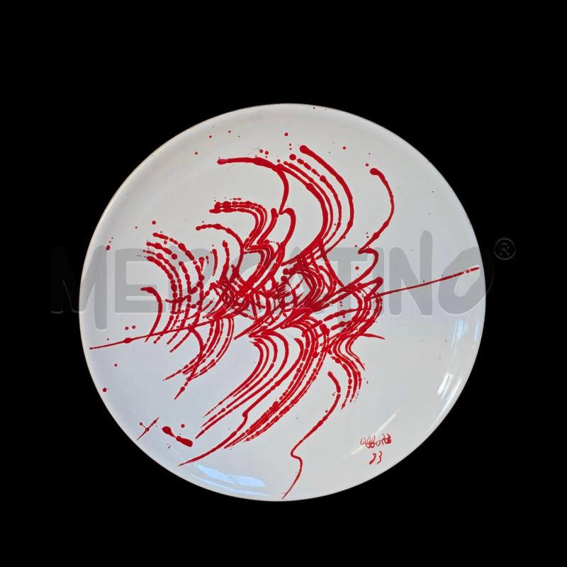 EDGARDO ABBOZZO PIATTO CERAMICA BIANCO E ROSSO  | Mercatino dell'Usato Bastia umbra 1