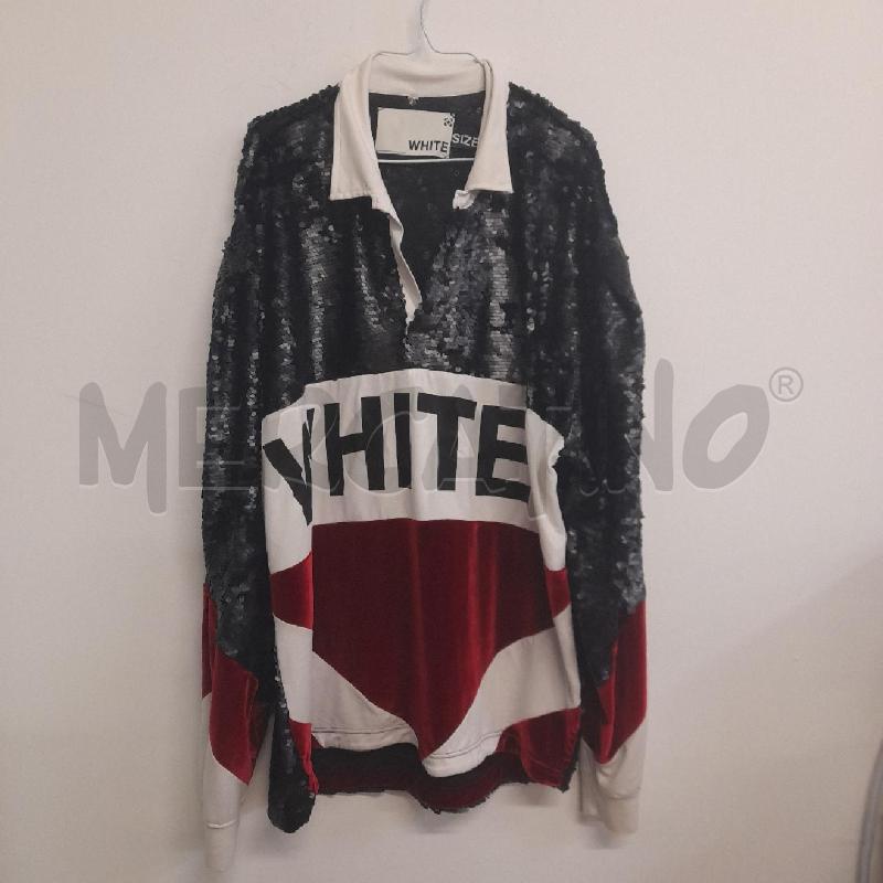 FELPA DONNA WHITE PAILLETTES COLLETTO BIANCO  | Mercatino dell'Usato Bastia umbra 1