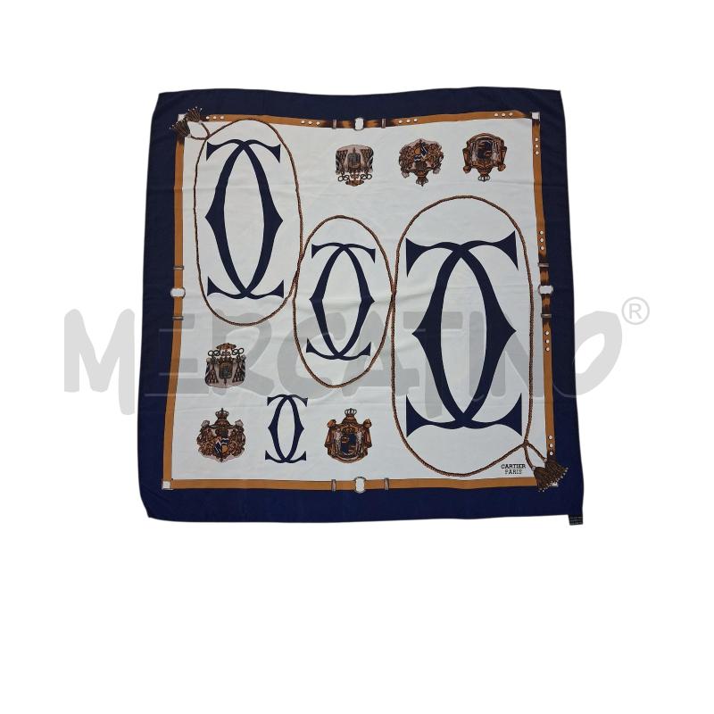 FOULARD CARTIER PARIS FANTA PANNA E BLU 100%SETA  | Mercatino dell'Usato Bastia umbra 1
