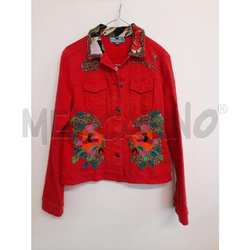 GIUBBINO DONNA ANTICA SARTORIA ROSSO DENIM CON PERLINE  | Mercatino dell'Usato Bastia umbra 1