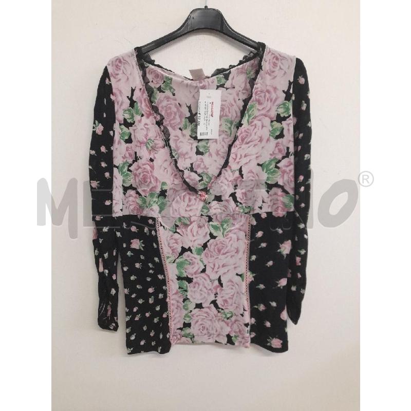 MAGLIA DONNA BLUMARINE NERA FIORI ROSA | Mercatino dell'Usato Bastia umbra 1