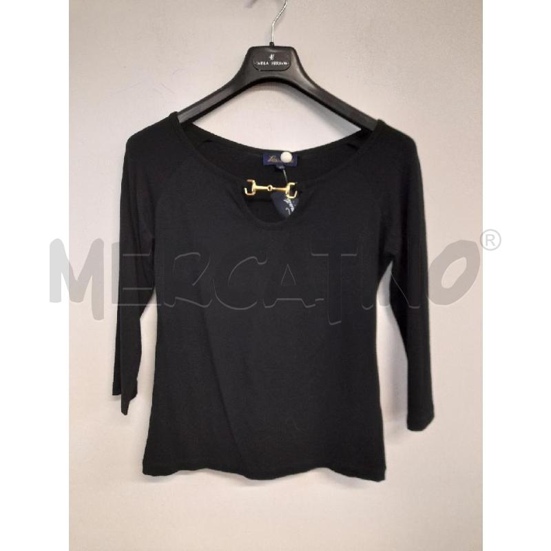 MAGLIA DONNA LUISA SPAGNOLI NERA DET DORATO COLLO  | Mercatino dell'Usato Bastia umbra 1