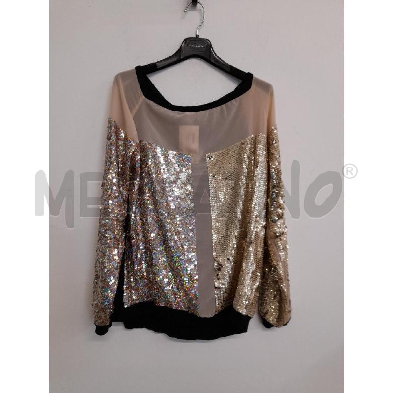 MAGLIA DONNA PINKO NERA E ORO PAILLETTES | Mercatino dell'Usato Bastia umbra 1