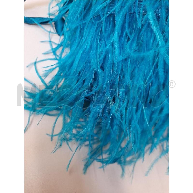 POCHETTE CHITÈ IN TESSUTO E PIUME CERULEO  | Mercatino dell'Usato Bastia umbra 2
