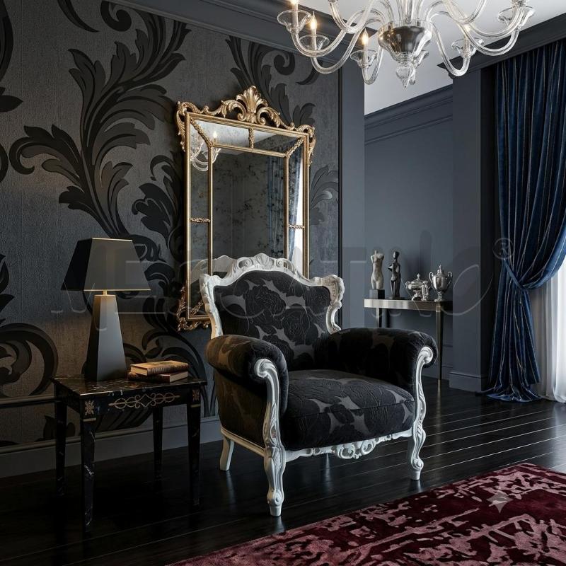 POLTRONA STILE BAROCCO BIANCO E NERO PIERMARIA | Mercatino dell'Usato Bastia umbra 1
